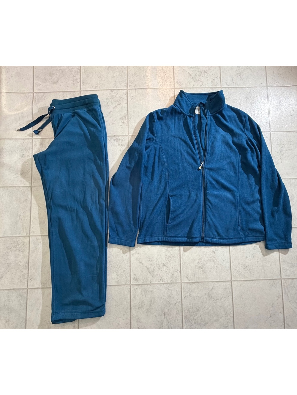 Danskin Now Women's Blue Fleece Zip-Up Jacket and Pants Set XXL/L